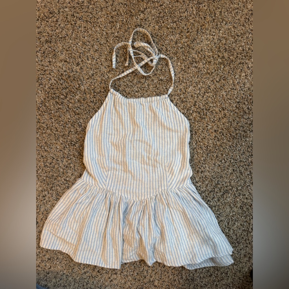O'Neill Blue and White Striped Halter Top